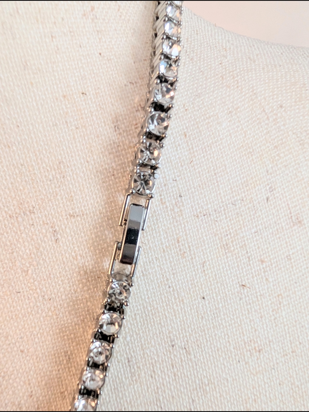 22" Silver and Moissanite Tennis necklace  - Bridesmaid Necklace - Picture 5 of 6
